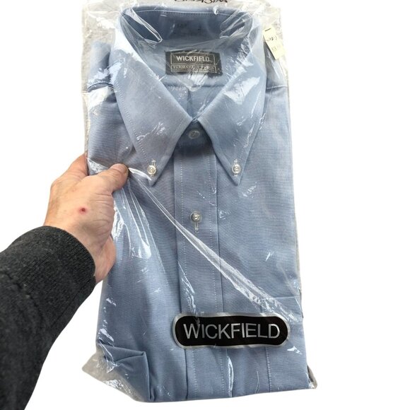 NWT Wickfield Men Dress Shirt Size 14.5 Neck Light Blue Permanent Press Workwear - Picture 1 of 7
